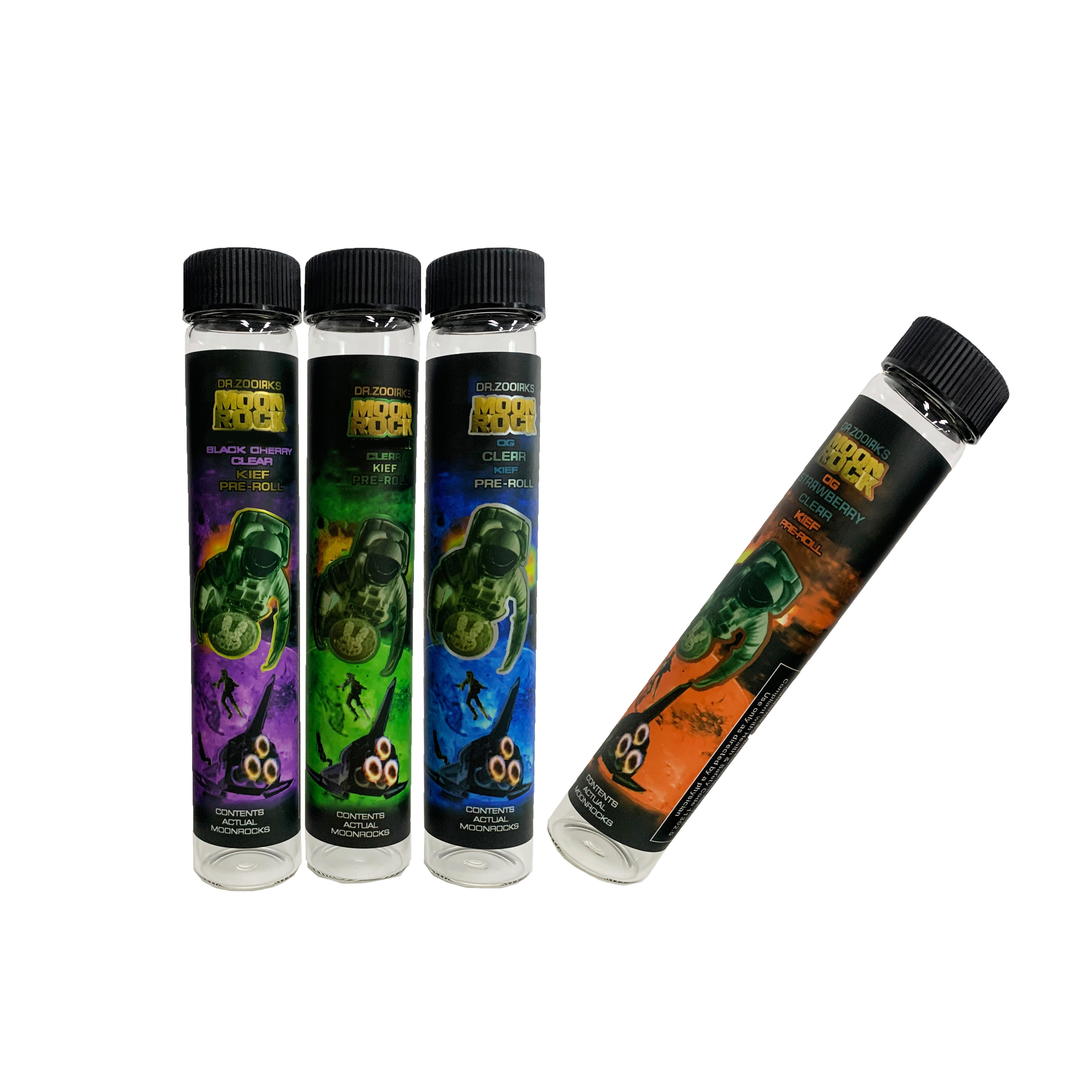 

4 flavors 120mm Multi Design DR.ZOOIRKS MoonRock Pre Roll Blunt Glass Tube PreRolls Cones Packaging