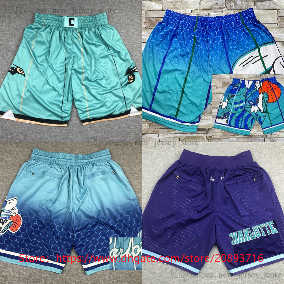 

New Basketball LaMelo Ball Shorts Just Don Team Pocket Short Hip Pop Pant With Pockets Zipper Sweatpants Hayward Rozier Oubre Plumlee Bridges Bouknight Short, Only xs-xxl