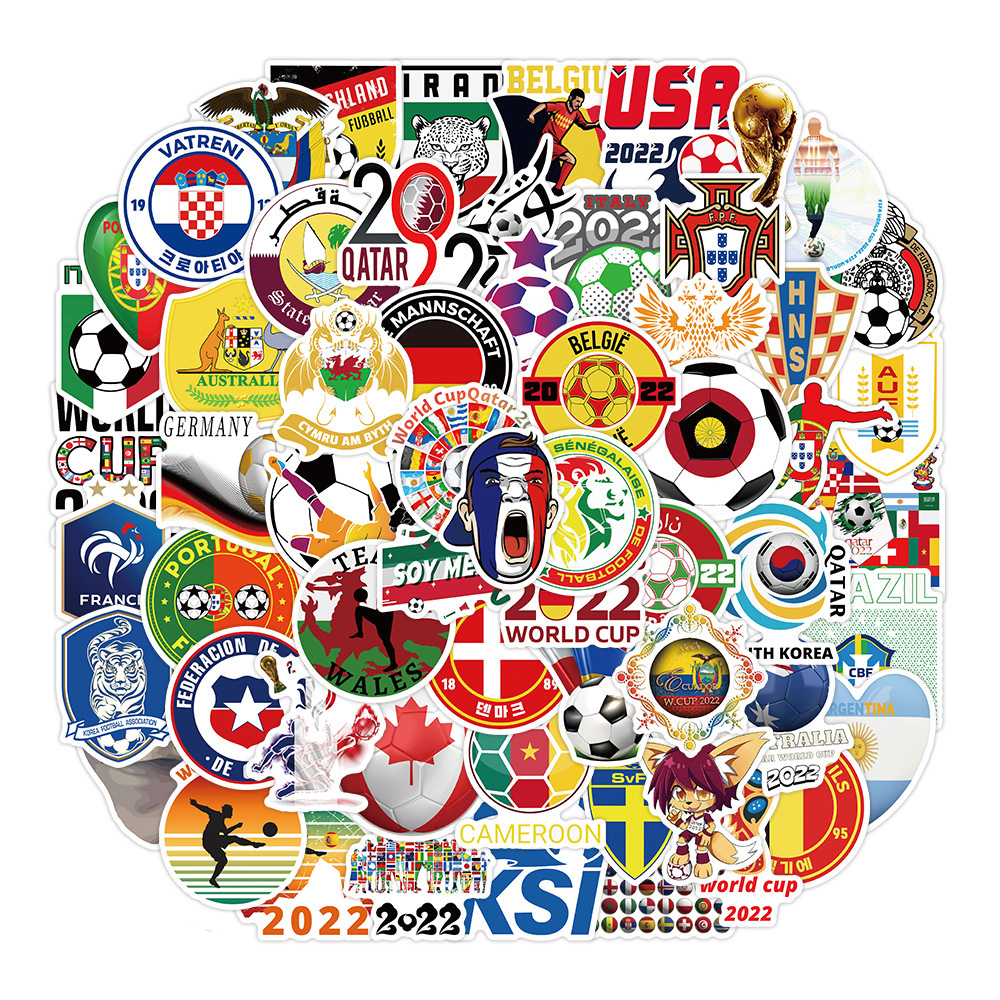 

100pcs/set Waterproof Car World Football Cup Stickers Graffiti Patches Decals for Motor Luggage Skateboard Laptop, Mix