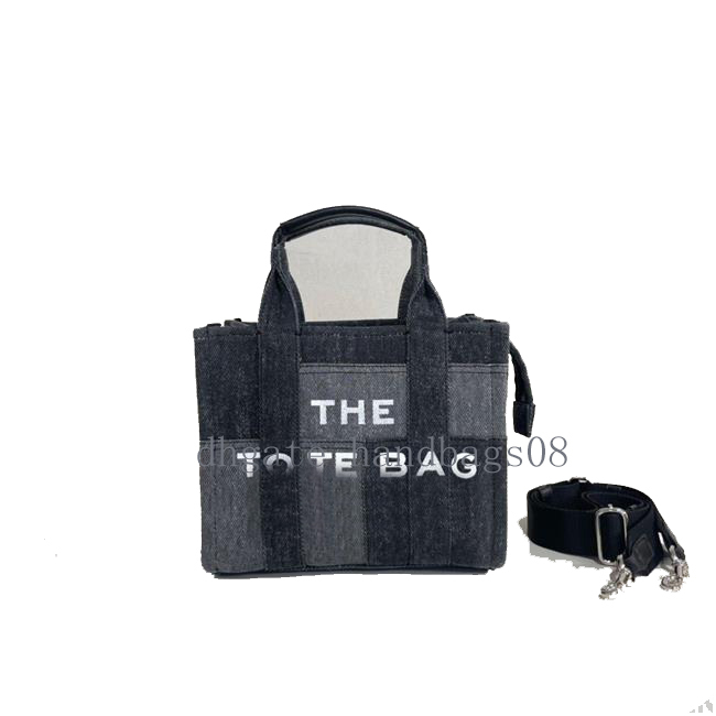 

The Tote Bag 5A Patchwork Denim Handbags Women Canvas Shoulder Bags Fashion Crossbody Shoping Bags Metal Zipper Printed Letters 3 Sizes High Quality Purse 764607658, #1