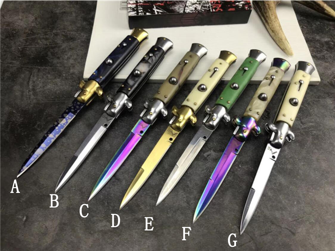 

New 9 Inch Italian Mafia Gambler AUTO OFT Knife acrylic Handle camping outdoor EDC pocket knives