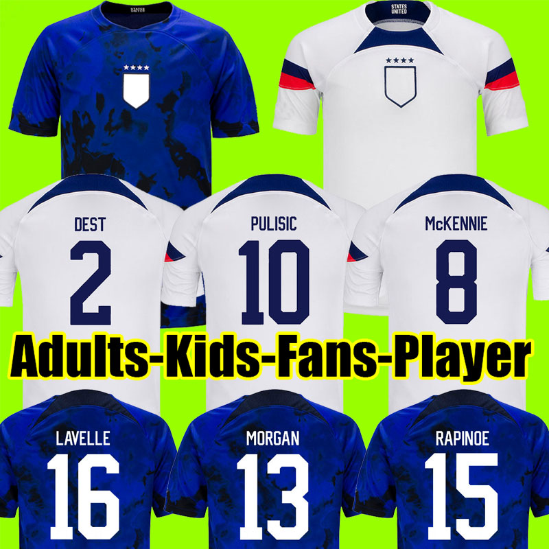 

2022 USA America soccer jersey American  23 football shirt world cup uniform United states kids kit home away men women tops tee shirts 253306 jersey, Away patch