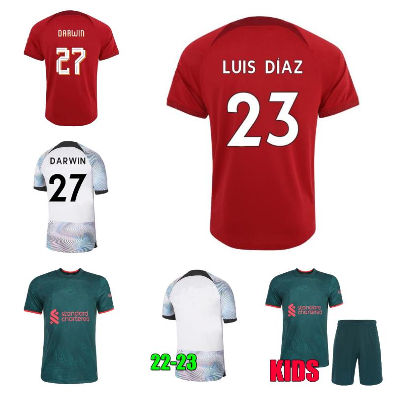 

22 2 DARWIN M.SALAH soccer jerseys home away third away 2022 2023 Mohamed Diogoj Luis DIaz Alexander Arno football shirts kit tops men kids uniform, 3rd cul
