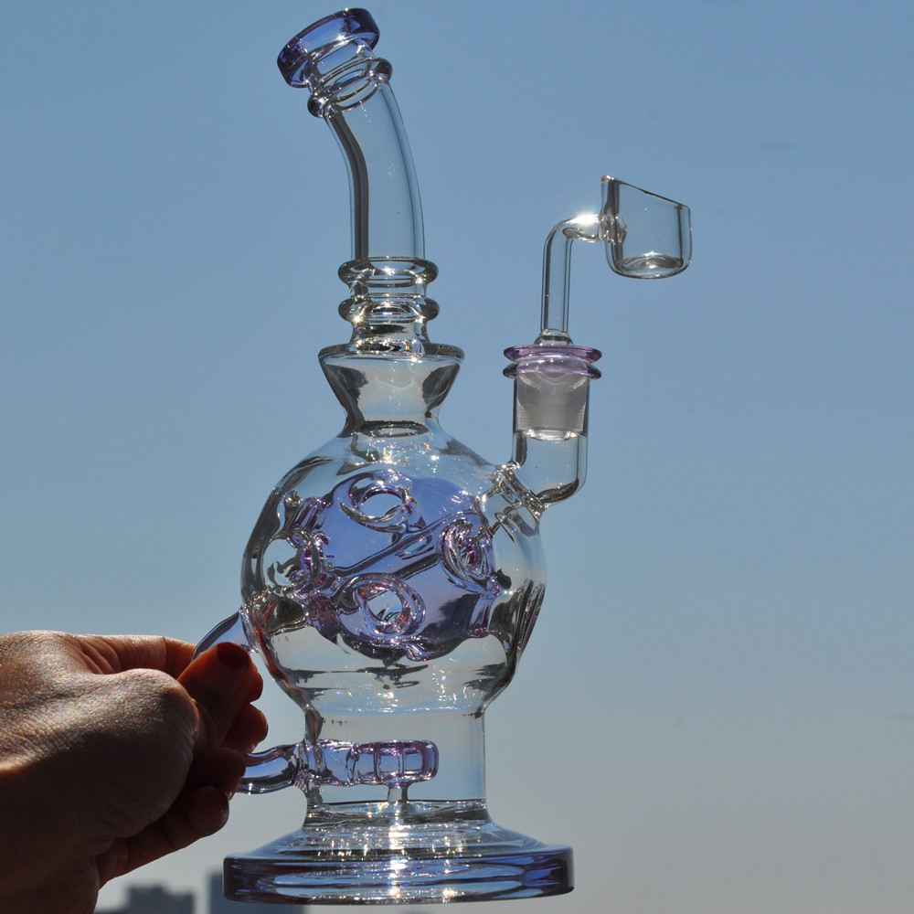 

Purple Hookah Dab Rig Water Glass Bong Fab Egg Bongs Pipes Smoking Accessories Heady Recycler Oil Rigs Bubbler with 14mm Joint