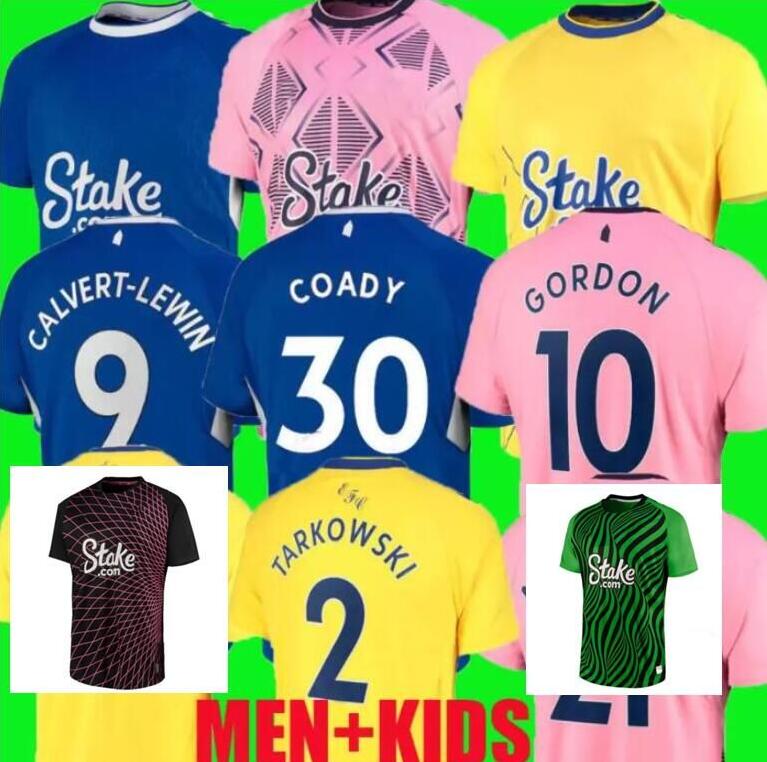 

22 23 Everton soccer jerseys home CALVERT-LEWIN GRAY TOWNSEND DOUCOURE Y.MINA HOLGATE MYKOLENKO GORDON 2022 2023 Away black third football shirt men kids kit set, Purple