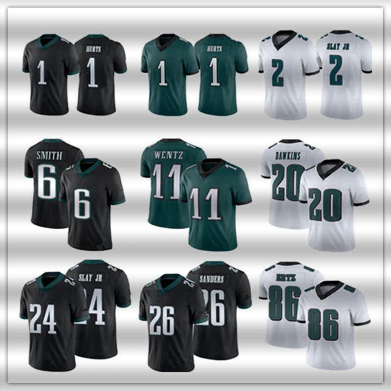 

football 1 Jalen Hurts 6 DeVonta Smith Custom Men Women Kids Football Jersey 2 Darius Slay JR 26 Miles Sanders 91 Fletcher Cox 86 Zach Ertz, Black