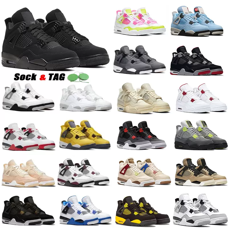 

Top quality Jumpman 4s Basketball Shoes For Men High OG Sail University Blue Military Black Black cat Red Thunder Oreo sport trainer sneaker, 37