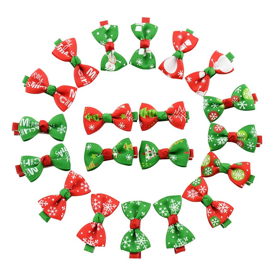 

Pet Cats Grooming Accessories Clips pet dog cat Hair bow Hairpin Christmas ornaments ribbed bow hairpin343Y, Random