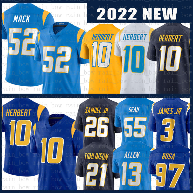 

J.C. Jackson Justin Herbert Jerseys Football 52 Khalil Mack 3 Derwin James Jr. Los Angeles''Chargers''Jersey 97 Joey Bosa 13 Keenan Allen 81 Mike Williams, Mens jersey(sd)