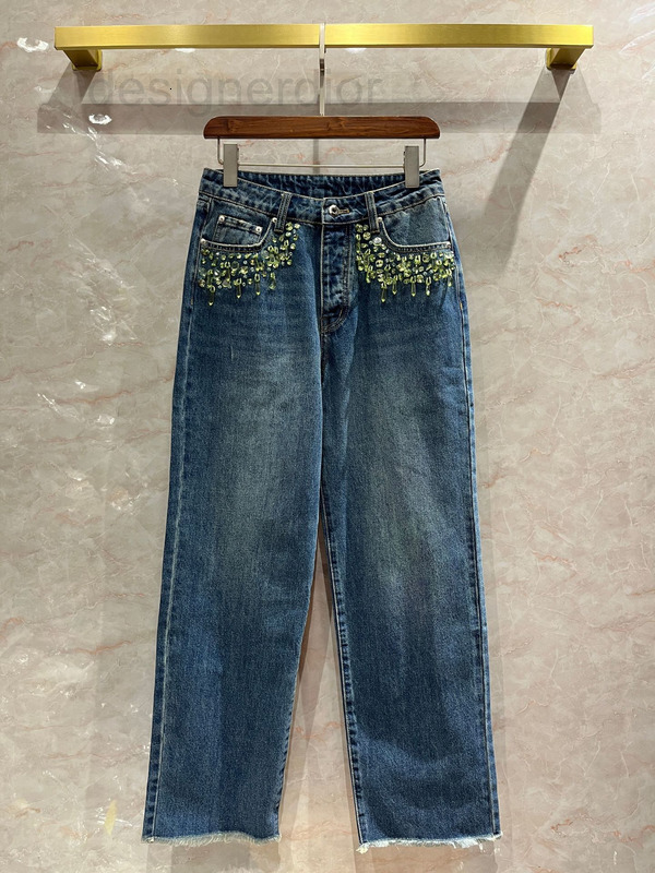 

Women' Jeans designer Shenzhen Nanyou Heavy Industry Crystal Beaded Fried Street Simple Letter Embroidery Straight Pants 3JU7, 2# packing bag