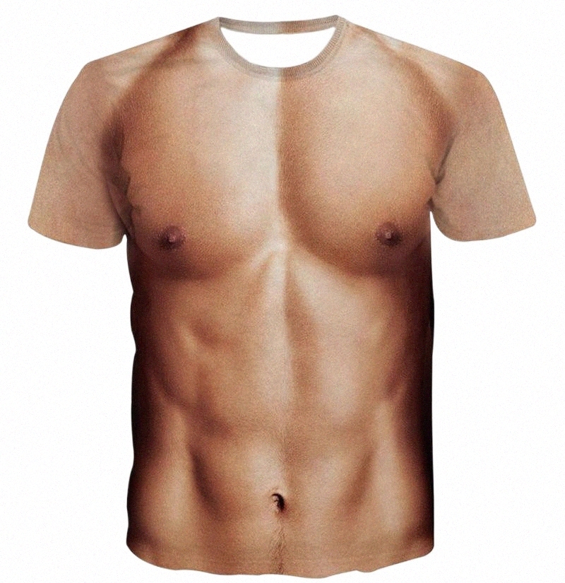 

men's T-Shirts Muscle Short Sleeve T Shirt Mens Cool Tops 3D Printing Streetwear Man Fake Pectoral T-shirt Abdominal Fitness T-shirtMen's C5sr#, Cbt-795