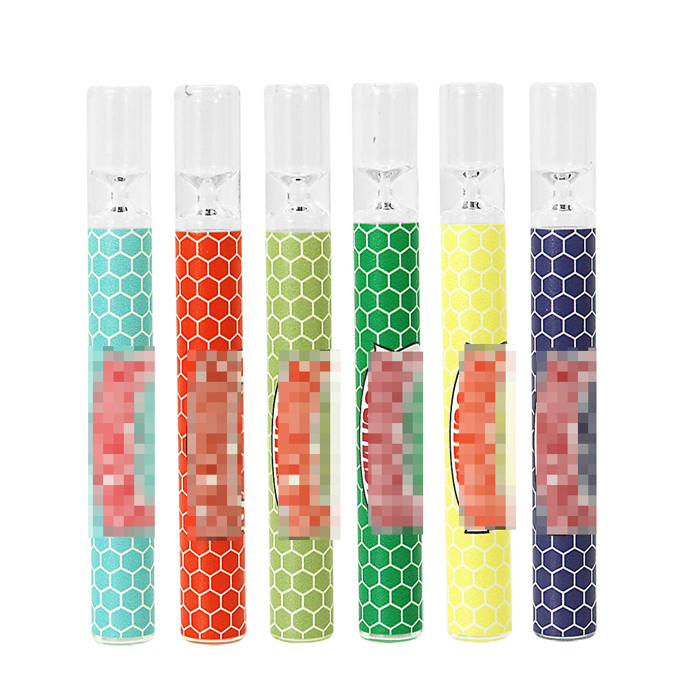 

Wholesale Smoking Accessories 4'' Pipe One Hitter Random Logo Glass Smoke Pipe with Cleaning Brush