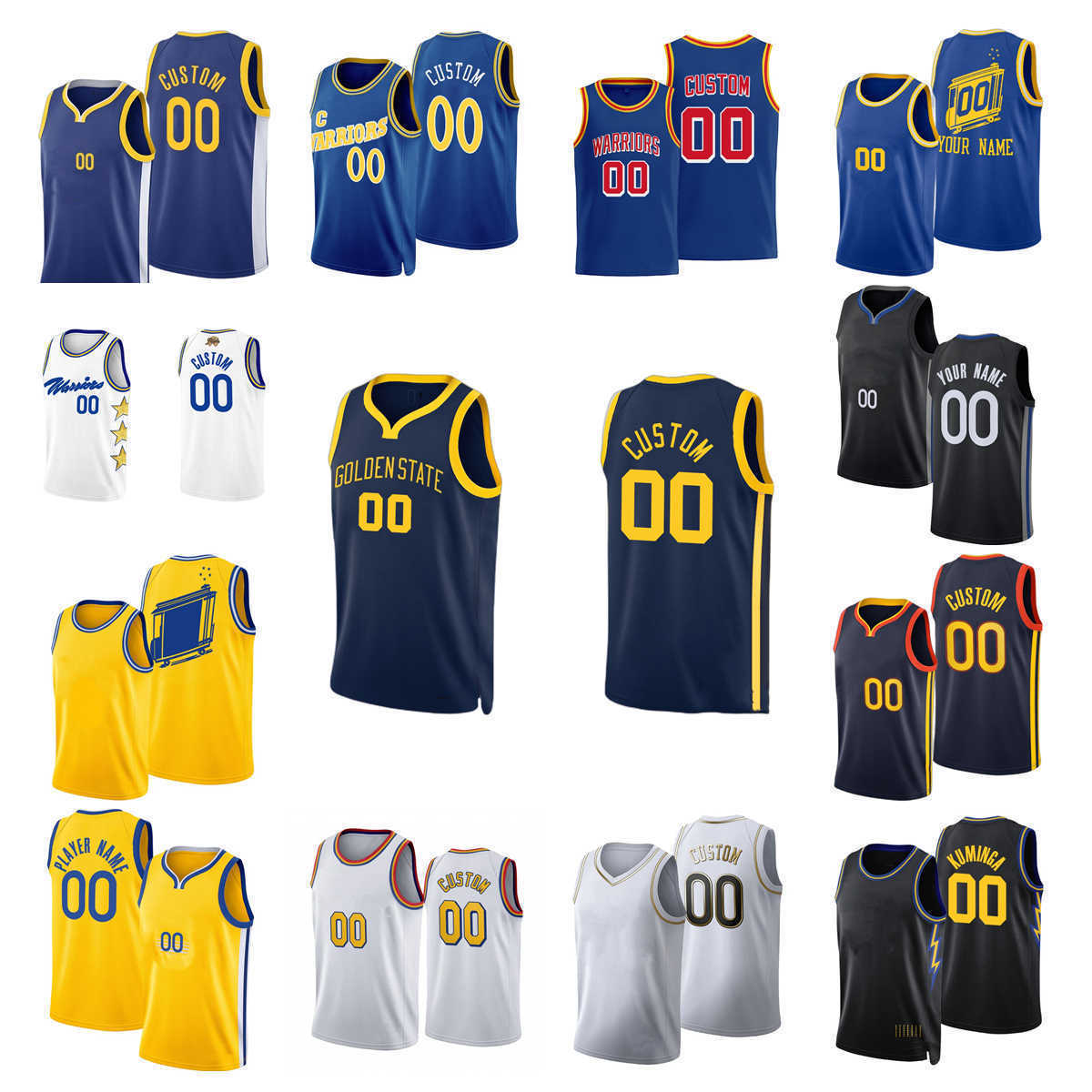 

Custom Printed 2023 Golden State''Warriors''New Basketball Jerseys Curry Thompson Wiggins Green Wiseman Kuminga Moody Poole