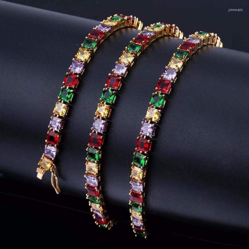 

Chains Multicolor Cubic Zirconia Necklace For Women Men Hip Hop Rapper Bling Iced Out 1 Row CZ Stone Tennis Chain Necklaces JewelryChains
