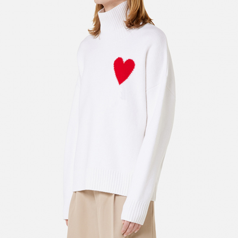 

Red Heart A Knitting Sweater Man Women Fashion Turtleneck Coat Highstreet Hip Hop FZMY0149, Black