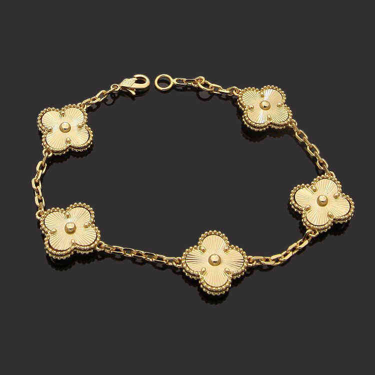 

Luxury Designer Link Chain Bracelet Four-leaf Cleef Clover Womens Fashion 18k Gold Bracelets Jewelry U6 1