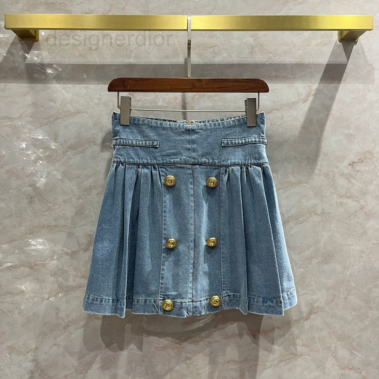 

Casual Dresses designer Double row metal button wide waist high denim skirt women' sweet and fresh college style British pleated trend 0WEV, 2# packing bag