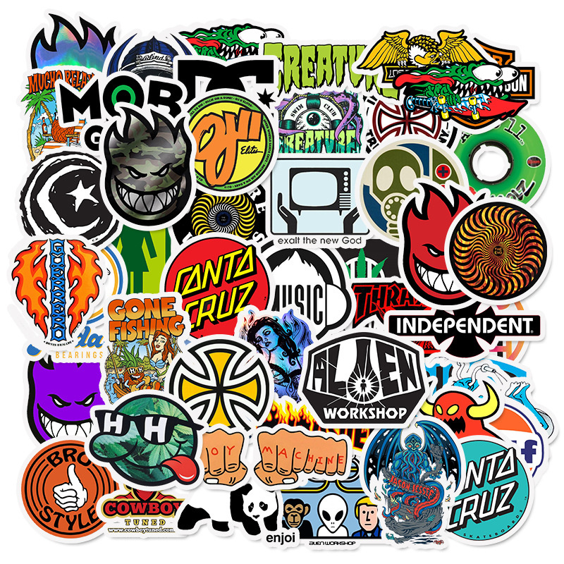 

50PCS Fashion brand Logo stickers for DIY Laptop Skateboard Motorcycle Decals, Multi colors