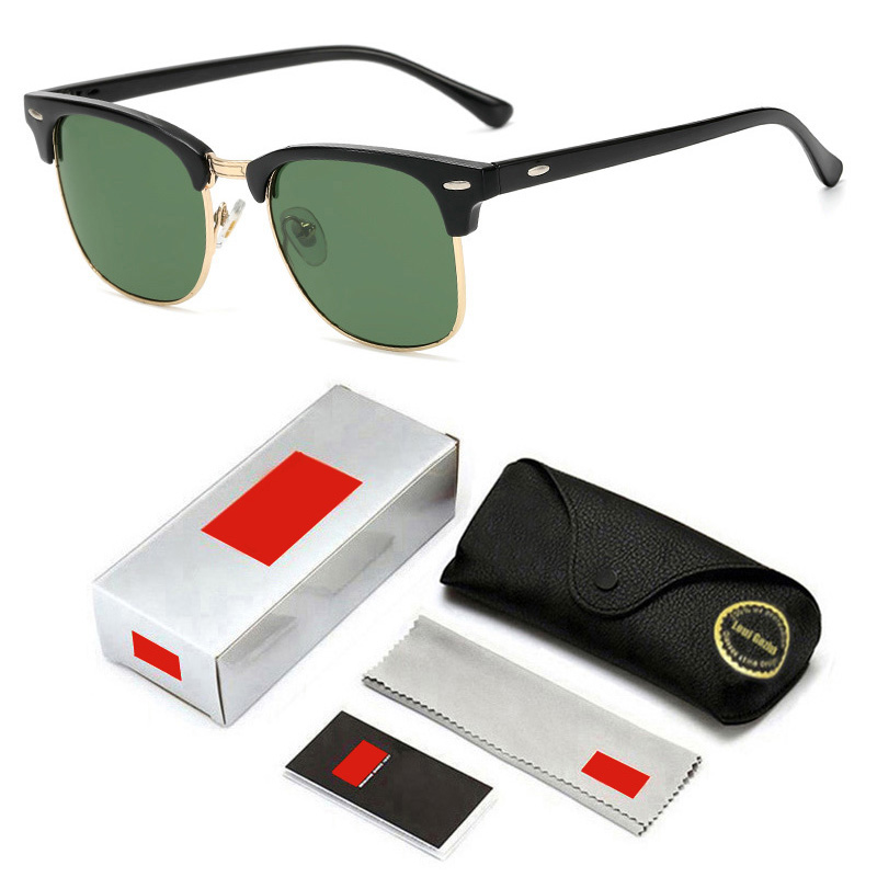 Ray Men Women Sunglasses Clubmasters Retro Driving Ban glasses Luxury Brand Rivet Design Goggles Elegant Female UV400 3016N