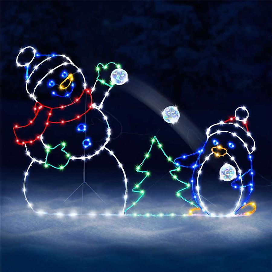 

Active Light String Frame Decor Funny Animated Snowball Fight Christmas Yard Decoration Outdoor Santa Landscape Ornament Navidad219a