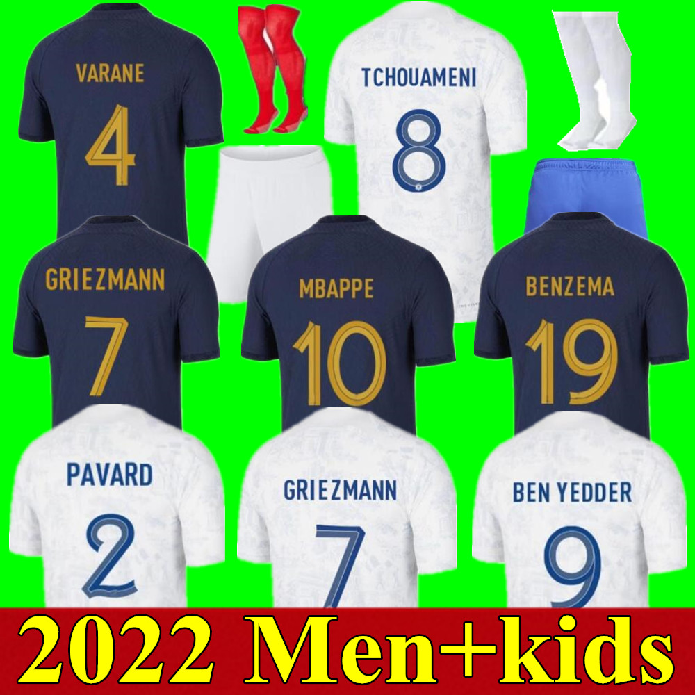 

Maillots de football 2022 World Cup Soccer Jersey French BENZEMA Football shirts MBAPPE Francia GRIEZMANN POGBA kante maillot foot kit top shirt MEN kids sets, Adult home
