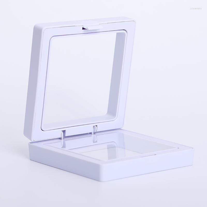 

Jewelry Pouches Square Transparent Packaging Gift Box Necklace Ring White Display Cases Storage Holder