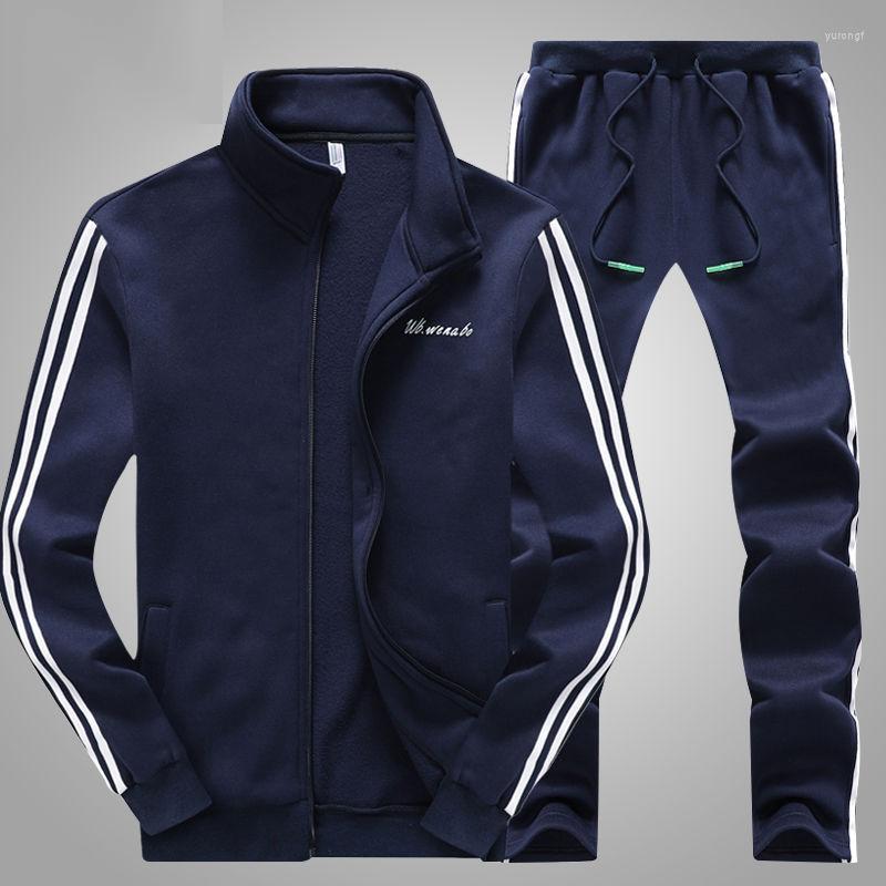 

Men's Tracksuits 2022 Mens Tracksuit Outwear Hoodie Set 2 Pieces Autumn Sporting Track Suit Male Fitness Standing Collar Sweatshirts Jacket, White