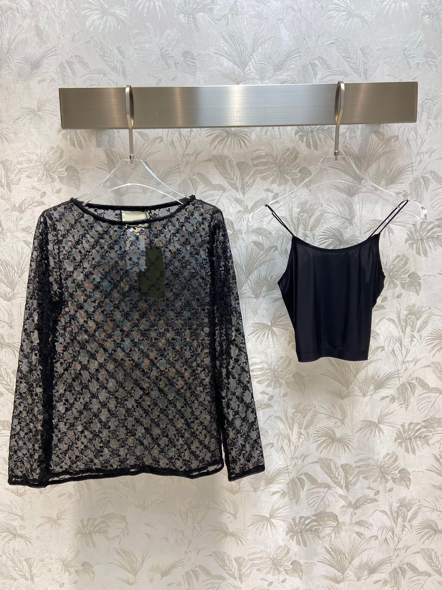 

2022 Designer 2 Color Women Shirts Lace G-letter Embroidery Long Sleeve Ladies Tops Sexy Blouses O-neck See-through All Match Shirt, Pink