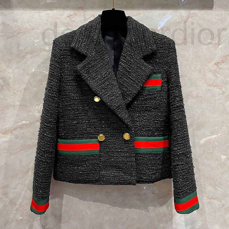 

Women' Jackets designer Red and green ribbon tweed short coat for women 22 early spring new wool South Petroleum Institute casual woolen suit PGKF, 2# packing bag