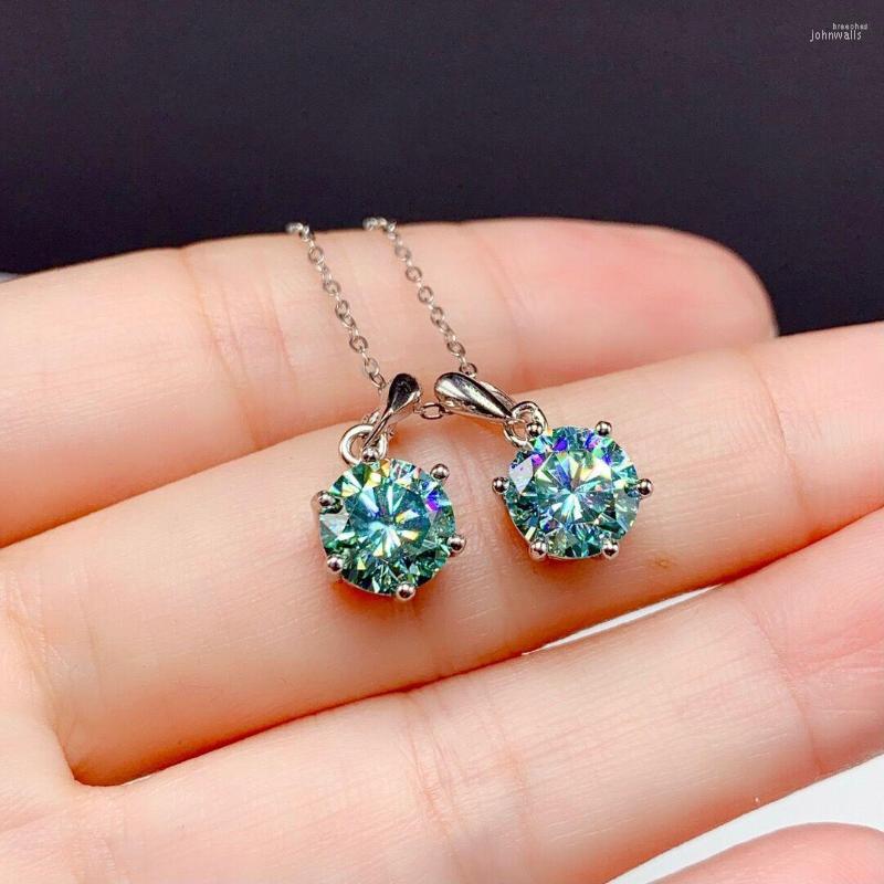 

Components S925 Pure Silver Blue Green Mosan Diamond Pendant 1.0ctD Color VVS1 Level Clarity Hip Hop Trend Necklace Classashionic F