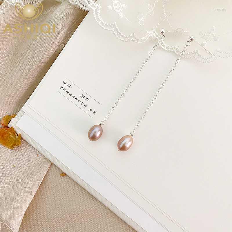 

Dangle Earrings ASHIQI Natural Freshwater Pearl Long 925 Sterling Silver Fashion Jewelry For Women Gift