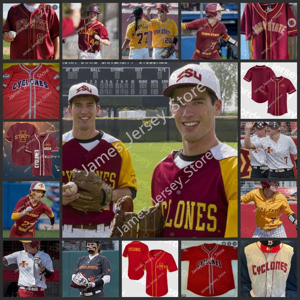 

NEW College Wears NCAA Custom Stitched Iowa State Cyclones Baseball Jersey 7 Jeremy Roehrick 9 Robert Thompson 27 James Van Berkum