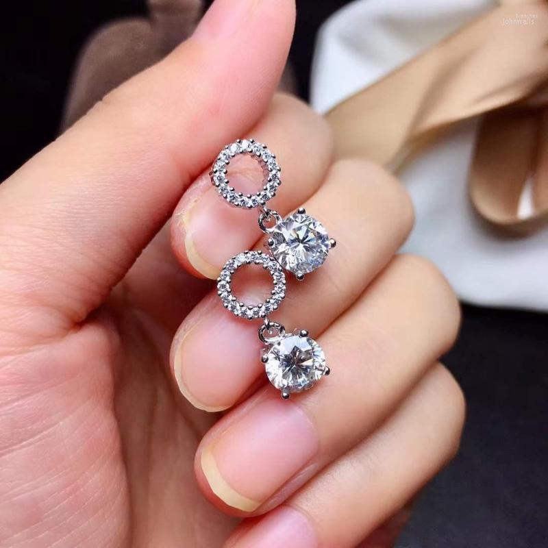 

Stud Earrings 925 Sterling Silver Simple Four-Claw 0.5 CT Round Cut Mossanstone Laboratory Diamond Wedding Engagement Jewelry