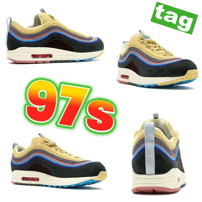 

Fashion 97s Running Shoes Sean Wotherspoon men women sneakers 97OG Vivid Sulfur Multi Yellow Blue Hybrid runner man womans Trainers breathable mans sneaker, 02