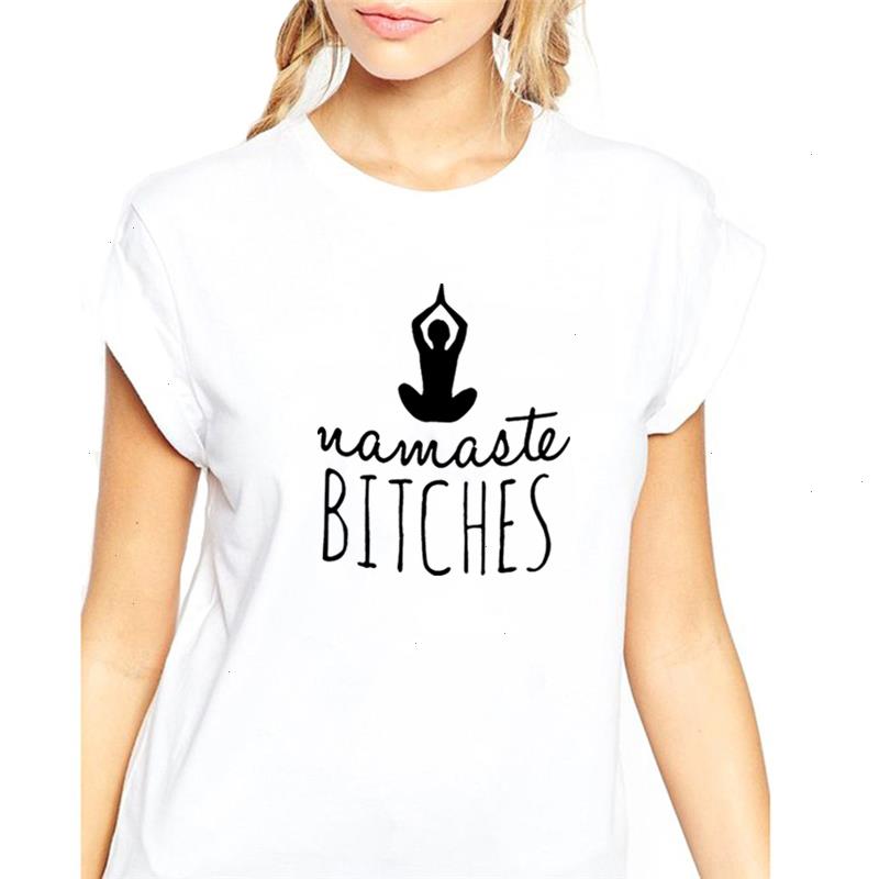 

Namaste Bitches Graphic Print T Shirts Women Short Sleeve Cotton Woman Black, Pink