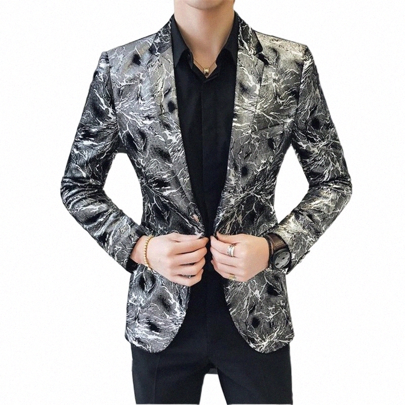

men's Suits & Blazers Silver Sequin Slim Blazer High Quality Velvet 2022 Designer Singer Stage Costume Plus Size 5XL Men Fit K03l#