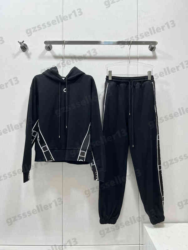 

Womens Tracksuit Jogging Suit Classic Webbing Contrast Colors Two Piece Sets Fashion Paneled Hooded Sweatshirt And Trousers Tracksuits 2 Colors 0912