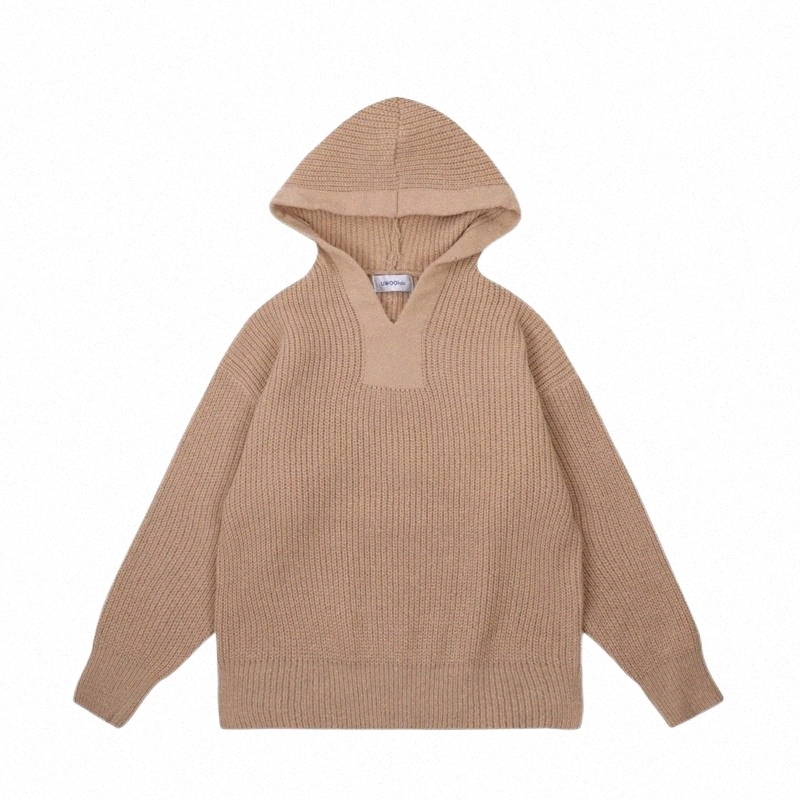 

men's Sweaters Clothing Hooded Sweater 2021 Autumn Winter Loose All-match Korean Style Vintage Oversize Kintted Pullover Male E5l8#, Wine red