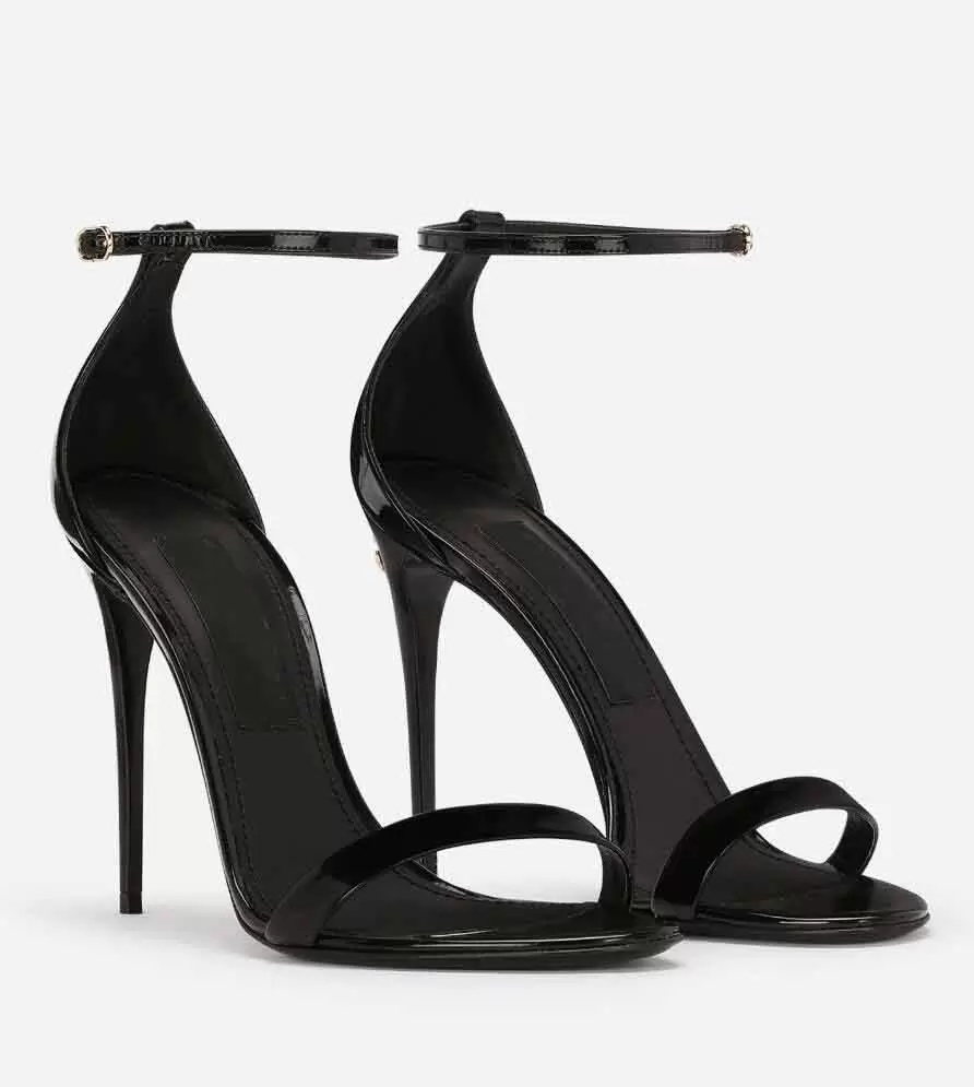 

Summer Popular Brands Keira Sandals Shoes Patent leather High Heels Open-toe Black Pink Calf Leather Goatskin Sexy Lady Sandalias EU35-43 Box