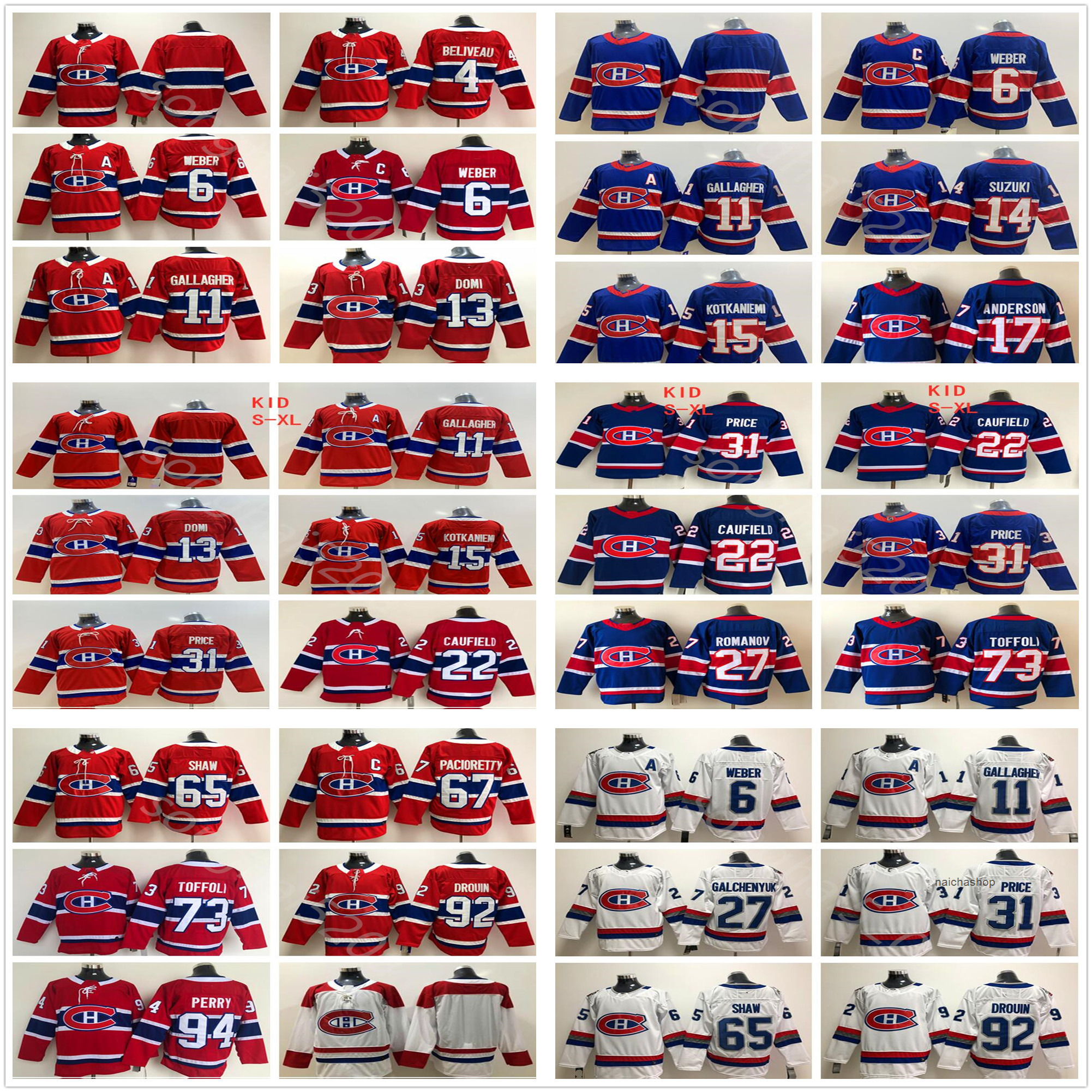 

Mens Kids Montreal Canadiens Jersey 22 Cole Caufield 14 Nick Suzuki 31 Carey Price 73 Tyler Toffoli 11 Brendan Gallagher 27 Romanov Reverse nhl's Jerseys, Black