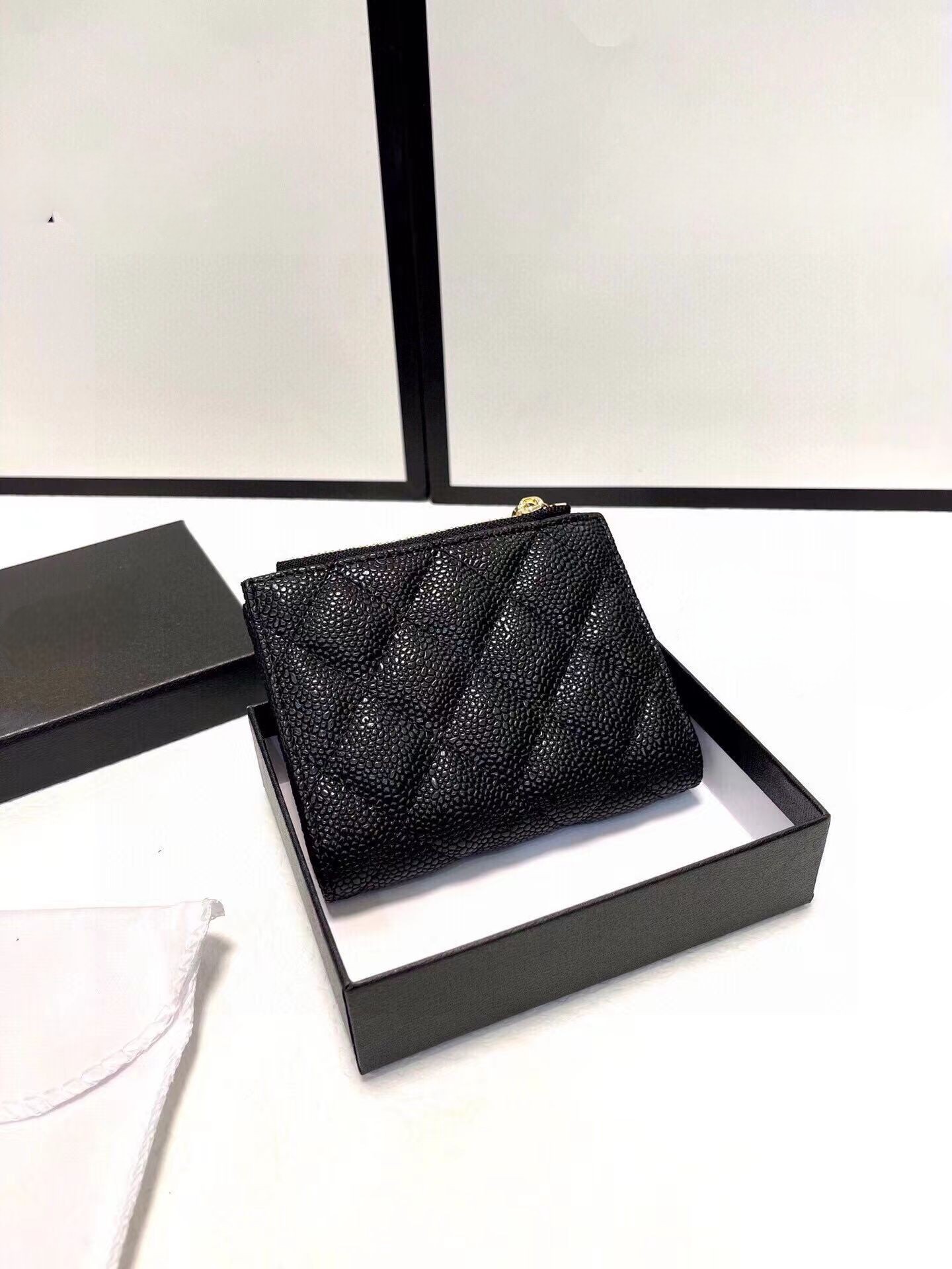 

Cc Wallet designer wallet purse Card wallets Holder purses Luxury Caviar Cowhide Short Leather Men Women Credit Clutch Mini Cardholder, Empty box