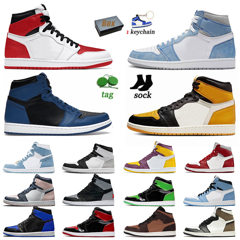 

J1s Off Jumpman 1 University Blue Basketball Shoes 1s Rebellionaire Obsidian Hyper Royal Whites UNC Patent Bred Stealth Mens Womens Re, A63 grey fog 36-46