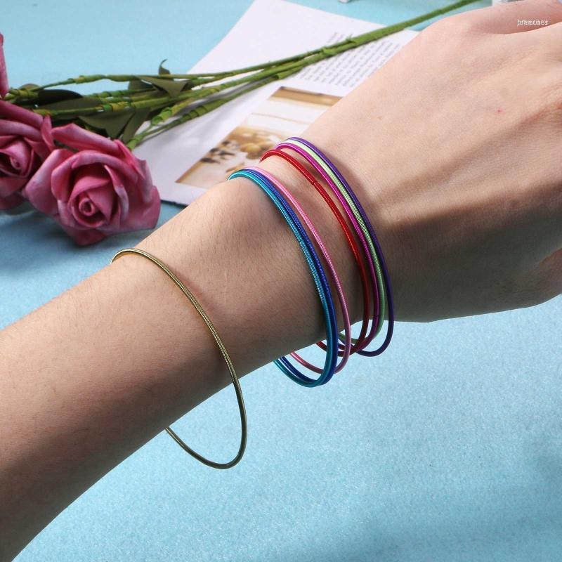 

Bangle 10Pcs String Bracelet For Women Carbon Steel Coil Colorful Spring Stackable Girl Jewelry
