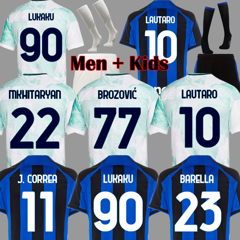 

2022 2023 LUKAKU soccer jersey BARELLA DZEKO INTERS LAUTARO MILANS ERIKSEN SKRINIAR VIDAL BROZOVIC football shirt 22 23 uniforms men kids kits sets 86549, Player version