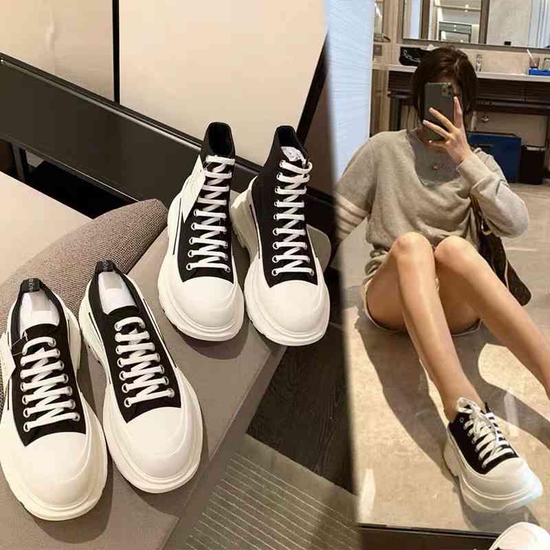 

Tread Slick Boots Platform Leathers Luxury Designer Leather Canvas Lace-Up Rubber Round Toes Fashion286A254Q Women Men Lining, 001