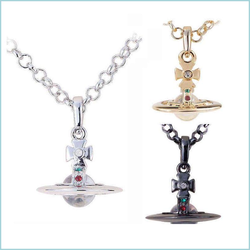 

Pendant Necklaces Charmnanaspce- Queen Msee Pic Of The West Small Ufo Glass Beads Three-Nsional Clavicle Necklace Punk Special Packag Dhdvu