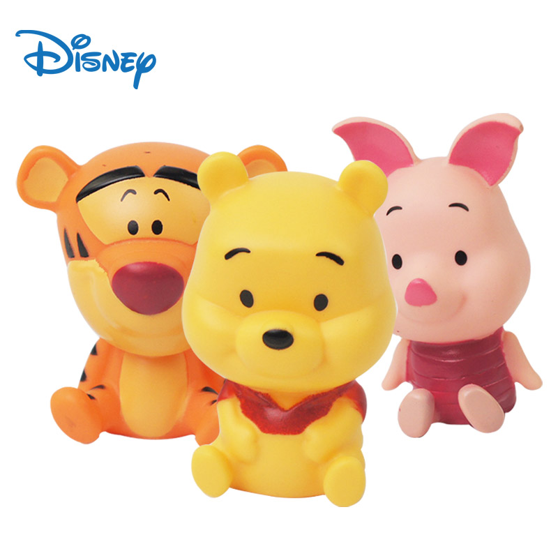

Disney Dolls Bear Toys 3 Piece Set 7.5cm Piggy Figure Anime Plush Kawaii Thing Cake Decoration