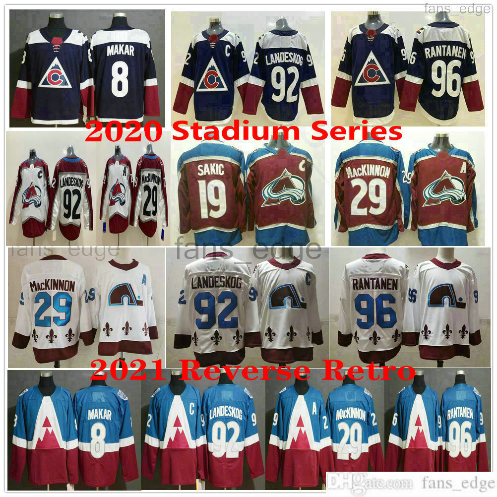 

Jersey Reverse Retro Colorado Avalanche Ice Hockey 8 Cale Makar 19 Joe Sakic 29 Nathan MacKinnon 92 Gabriel Landeskog 96 Mikko Rantanen''Nhl''Jerseys, White