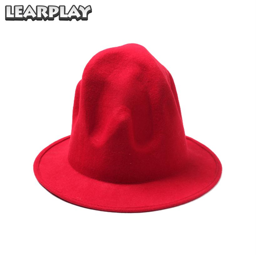 

Wool Wide-brim Volcanic Hats Felt Fedora Caps For Men Women Hip Hop Props Adults in Autumn And Winter Warm Christmas Party Gifts T20010203A, Brown