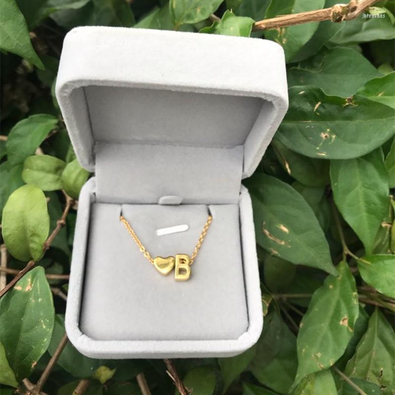 

Pendant Necklaces Fashion Tiny Heart Dainty A-Z Initial 26 Letter Necklace Gold Color Name Choker For Women Jewelry Gift